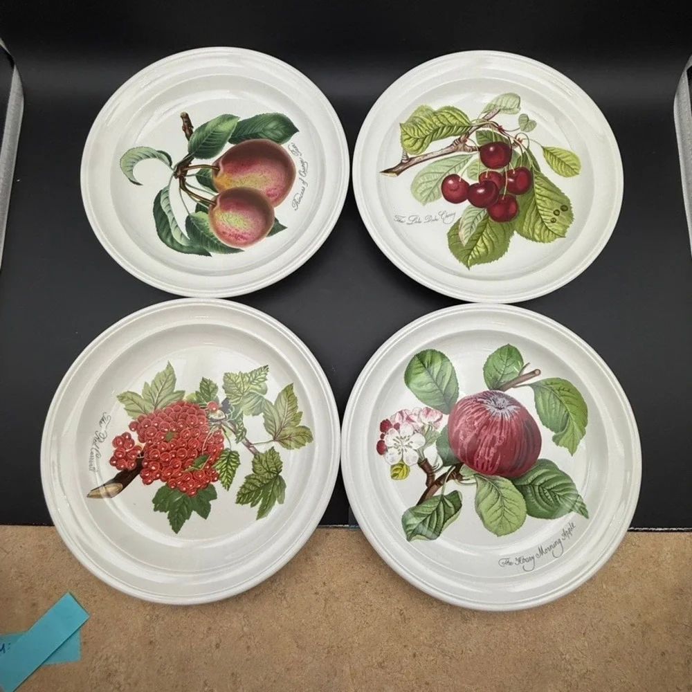 Vtg Set Of 4 Portmeirion Pomona Goddess Fruits Salad Plates Cherry Currant 8.5